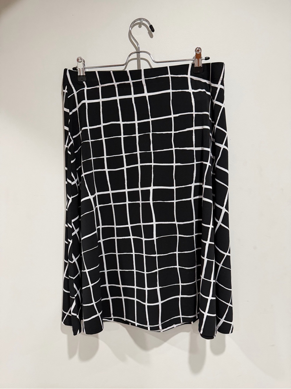 Chico's Black and White Grid Midi Skirt